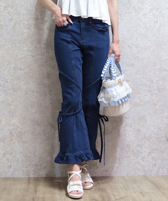 リボン付ストレッチデニムパンツ | axes femme | axes femme 公式