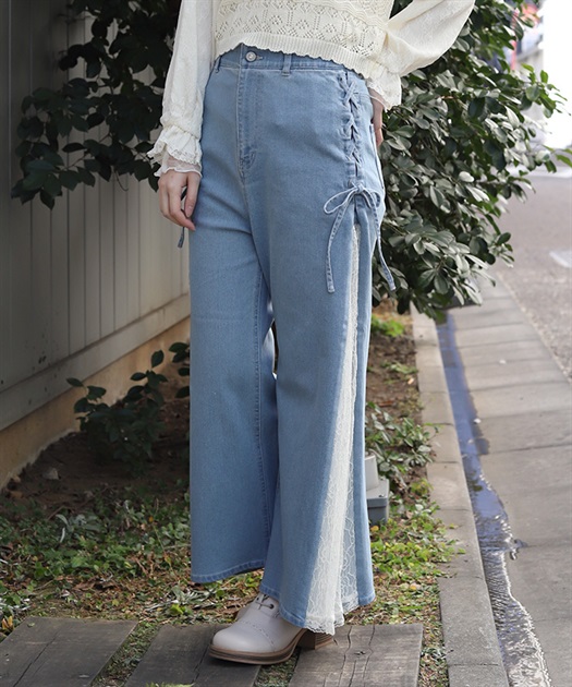 サイドレース×リボンパンツ