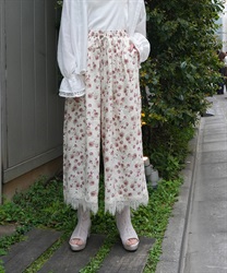 接触冷感裾レースワイドパンツ【WEB先行販売】(生成り-F)