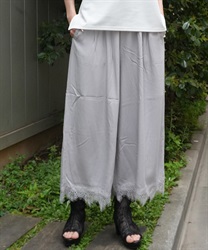 接触冷感裾レースワイドパンツ【WEB先行販売】(グレー-F)