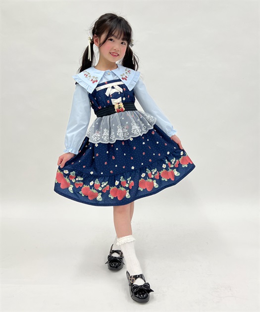 kidsエプロン風いちご柄ジャンスカ | outlet | axes femme kidsエプロン風いちご柄ジャンスカ | outlet | axes femme