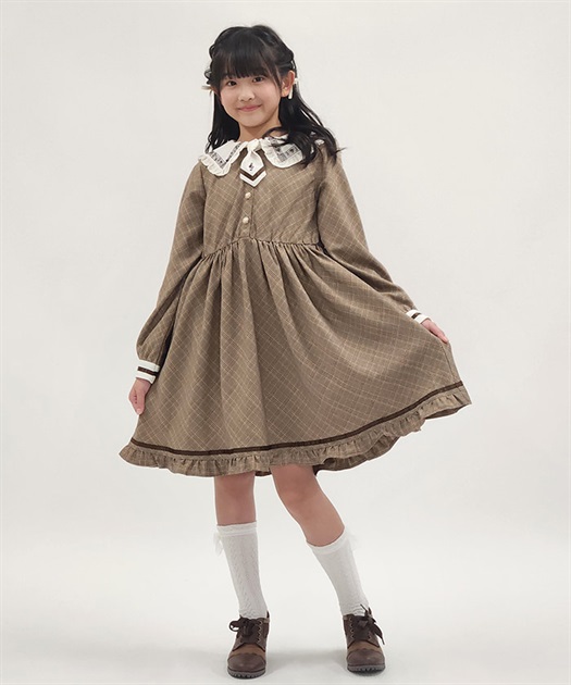 チェック×音楽柄セーラーワンピース【期間限定価格】 | kids チェック×音楽柄セーラーワンピース【期間限定価格】 | kids