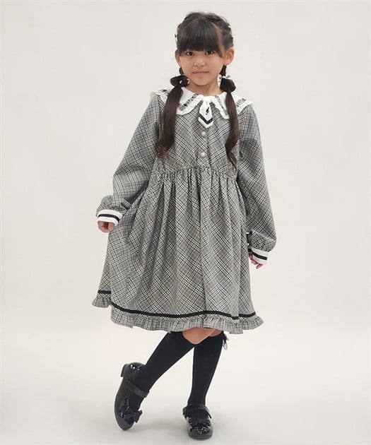 チェック×音楽柄セーラーワンピース【期間限定価格】 | kids チェック×音楽柄セーラーワンピース【期間限定価格】 | kids
