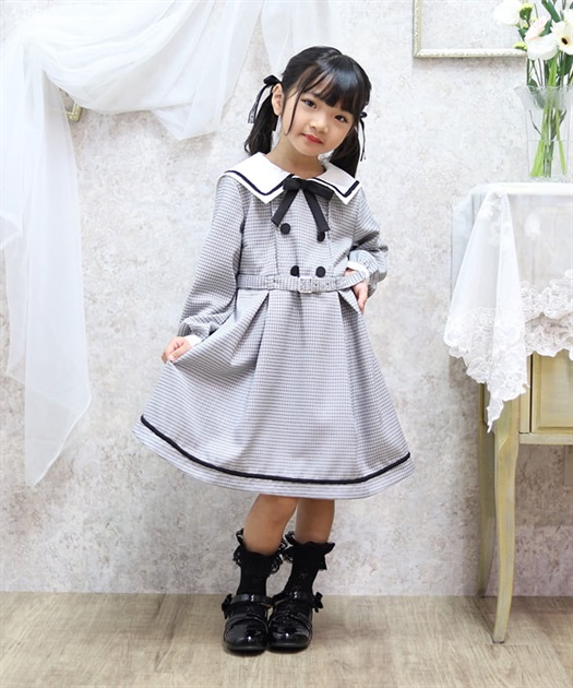 襟付きWボタンワンピース【期間限定価格】 | kids | axes femme 襟付きWボタンワンピース【期間限定価格】 | kids | axes femme