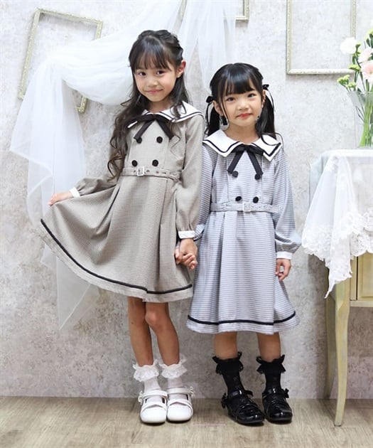 襟付きWボタンワンピース【期間限定価格】 | kids | axes femme 襟付きWボタンワンピース【期間限定価格】 | kids | axes femme