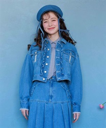 レース×フリルデニムジャケット【2点10%OFF対象商品】