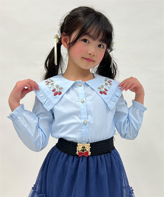 kidsいちご柄刺繍襟フリルブラウス | outlet | axes femme kidsいちご柄刺繍襟フリルブラウス | outlet | axes femme