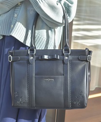 薔薇エンボスリボンＡ４トート(黒-F)