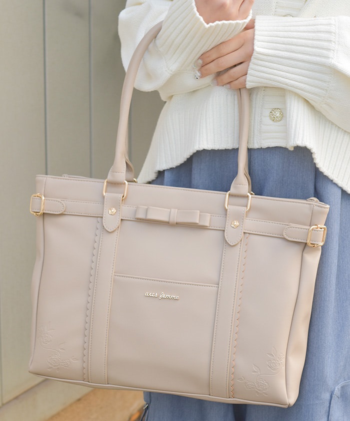 薔薇エンボスリボンA4トート | axes femme | axes femme online shop