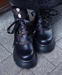 レースアップパンプス【WEB先行販売】(黒-S)