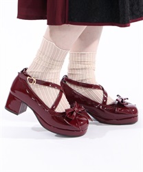 クロスストラップパンプス(ワイン-S)