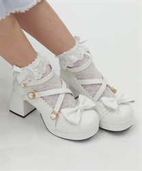 梯子レーススカラップパンプス(白-S)