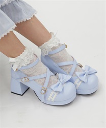 梯子レーススカラップパンプス(サックス-S)