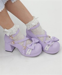 梯子レーススカラップパンプス(ラベンダー-S)