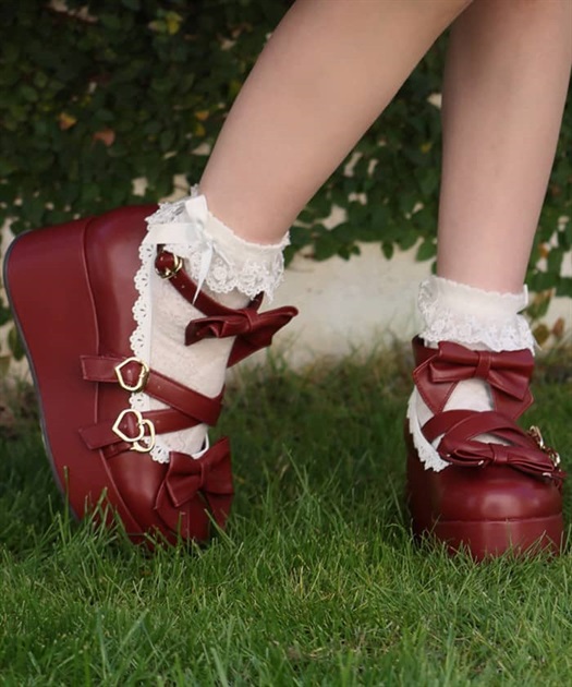 リボンスカラップ配色シューズ | kawaii | axes femme online shop リボンスカラップ配色シューズ | kawaii | axes femme online shop