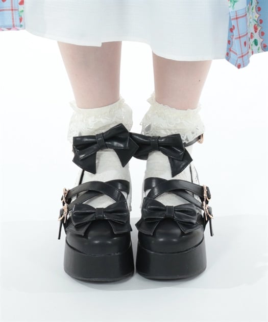 リボンスカラップ配色シューズ | kawaii | axes femme online shop リボンスカラップ配色シューズ | kawaii | axes femme online shop