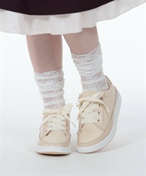 リボン×スカラップスニーカー(ベージュ-S)