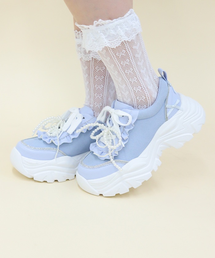 【新品】axes femme POETIQUE ビジューバックルスニーカー白 S パールチャーム付きスニーカー | POETIQUE | axes femme online shop