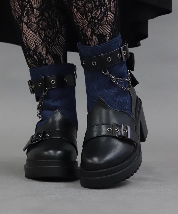 レース切替ゴシックブーツ【二次予約】 | NIBBLE POISON | axes femme