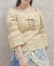 レースアッププルオーバー【2点10%OFF対象商品】(ベージュ-F)