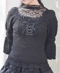 レースアッププルオーバー【2点10%OFF対象商品】(黒-F)