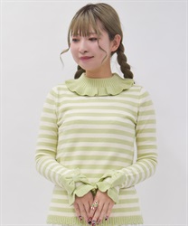 ボーダーニットプルオーバー(ミント-M)