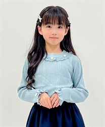 kidsバラボトルネックリブプルオーバー(サックス-120cm)
