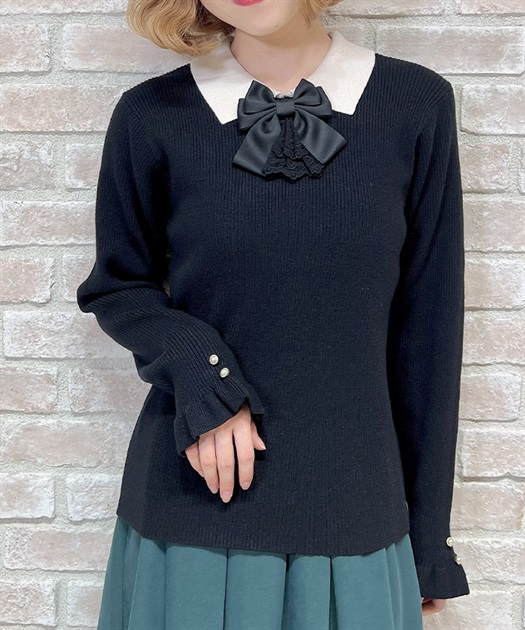 ☆あけ  ☆ バイカラーフリルローズニット | axes femme online shop
