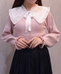 トゥインクル刺繍付け襟ニット