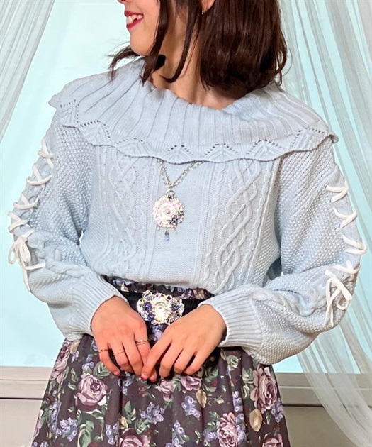 袖レースアップニットプルオーバー | outlet | axes femme 袖レースアップニットプルオーバー | outlet | axes femme