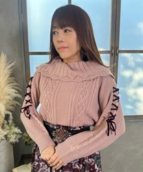 袖レースアップニットプルオーバー | outlet | axes femme 袖レースアップニットプルオーバー | outlet | axes femme