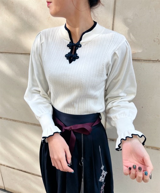 チャイナボタンニットプルオーバー | レディース服・レディース チャイナボタンニットプルオーバー | レディース服・レディース