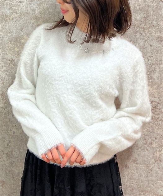 花パールラメフェザーニット | outlet | axes femme online shop 花パールラメフェザーニット | outlet | axes femme online shop