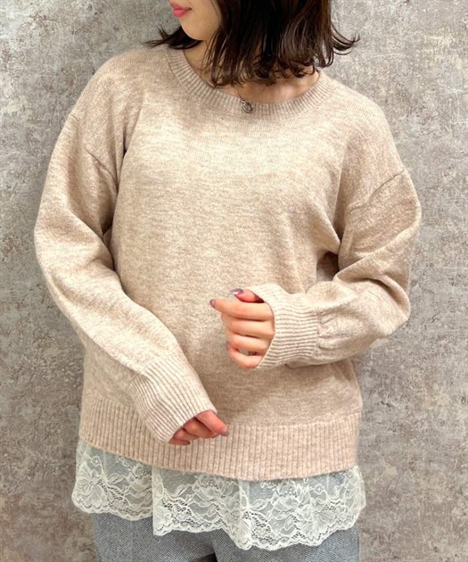 裾レースふわふわニットプルオーバー | outlet | axes femme 裾レースふわふわニットプルオーバー | outlet | axes femme