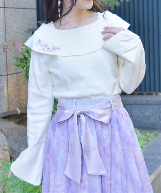 雪桜刺繍オフショル風ニット | outlet | axes femme online shop 雪桜刺繍オフショル風ニット | outlet | axes femme online shop