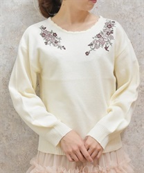 ローズ×鳥刺繍ニットプルオーバー | レディース服・レディース ローズ×鳥刺繍ニットプルオーバー | レディース服・レディース