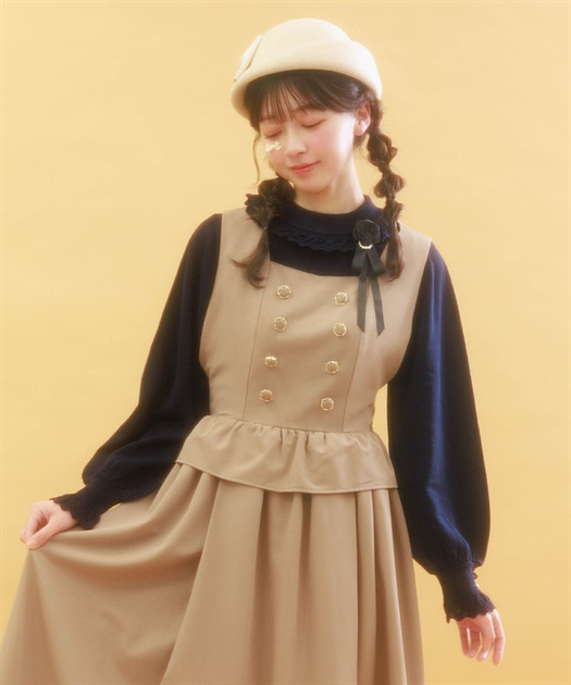 ブローチ付透かしフリルニット | レディース服・レディース ブローチ付透かしフリルニット | レディース服・レディース