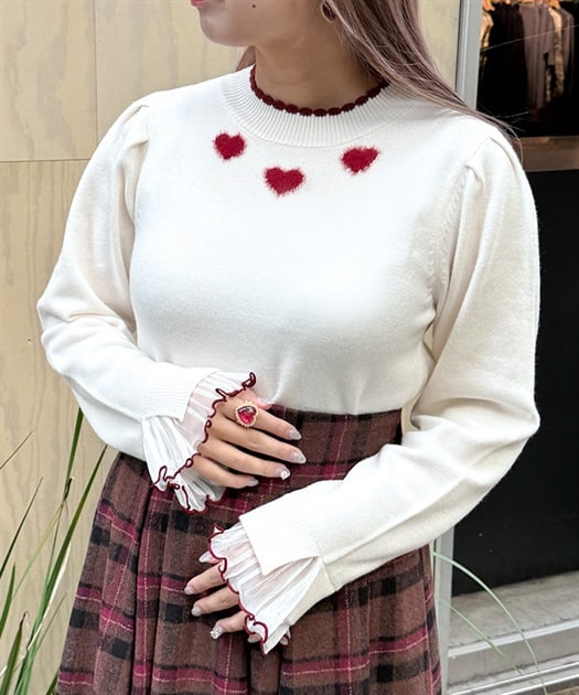 ハートジャカードニットプルオーバー【WEB先行販売】