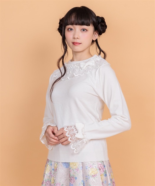 レーシーフリルニットプル | outlet | axes femme online shop レーシーフリルニットプル | outlet | axes femme online shop