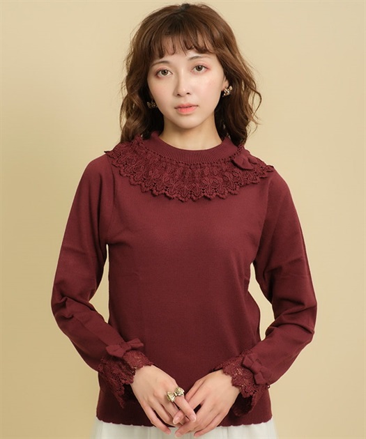 レーシーフリルニットプル | kawaii | axes femme online shop レーシーフリルニットプル | kawaii | axes femme online shop