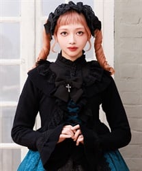 クロス透かし編みニットカーデ【ランク限定Web先行販売】(黒-M)