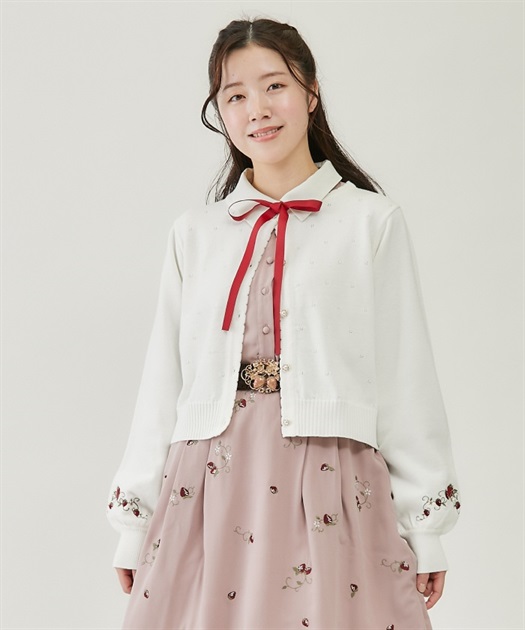 苺刺繍ニットカーディガン | レディース服・レディース