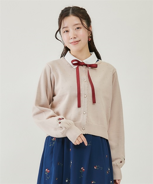 苺刺繍ニットカーディガン | レディース服・レディース 苺刺繍ニットカーディガン | レディース服・レディース