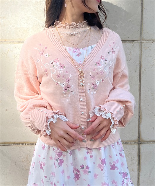 SAKURA刺繍ショートカーディガン | outlet | axes femme SAKURA刺繍ショートカーディガン | outlet | axes femme