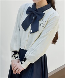 クロス刺繍ショートニットカーディガン(生成り-F)