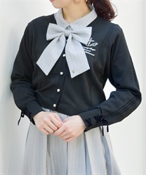 クロス刺繍ショートニットカーディガン(黒-F)