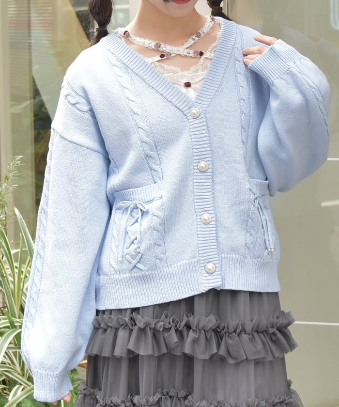 リボンポケットニットカーデ | 衣料 | axes femme online shop リボンポケットニットカーデ | 衣料 | axes femme online shop