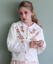 金木犀刺繍ニットカーディガン