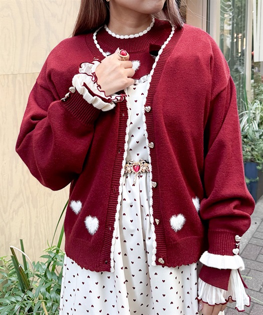 ハートジャカードニットカーディガン【ランク別お値下げ対象商品