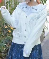 スノー・ローズ刺繍カーデ(白-F)